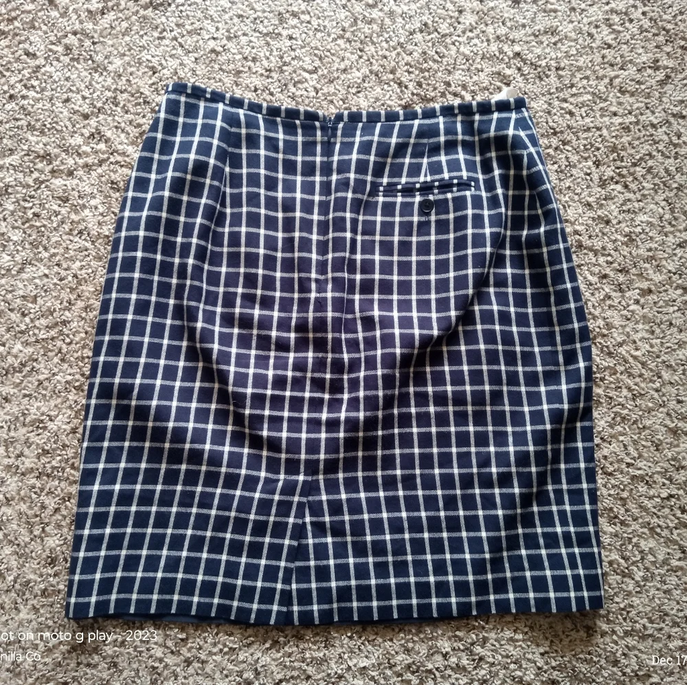 Ralph Lauren Women's Plaid Midi Skirt Cotton Blend Vintage Blue Size Large 14 - Picture 5 of 9